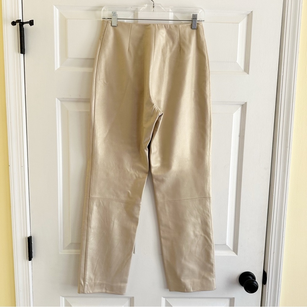 Nicola Berti Vintage 90s Italian Leather High Waisted Pants Cream Size 6 USA - Picture 5 of 10